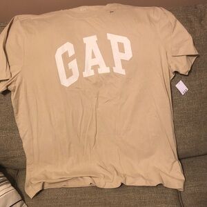 GAP Tan Tee with White Lettering